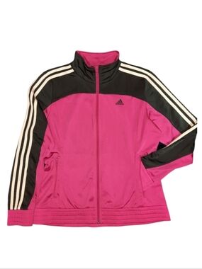 Adidas Pink Black 3-Stripe Track Jacket SZ M
